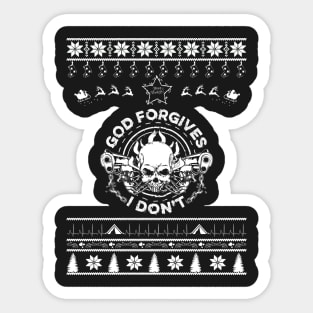 Merry Christmas God Forgives Sticker